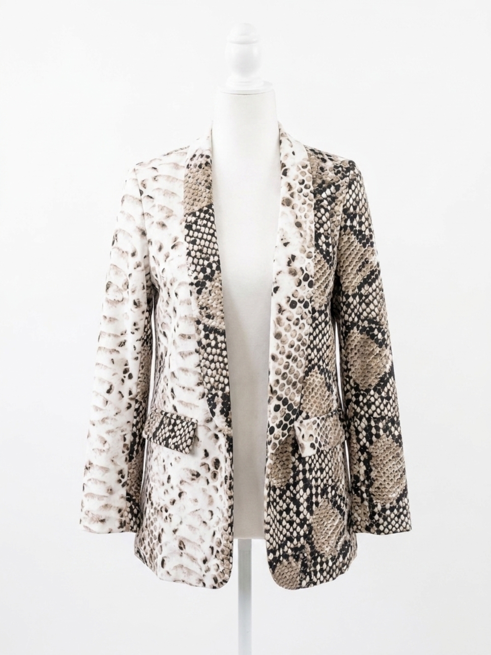NEW VENTI6 ruched sleeve snakeskin blazer in brown snake print